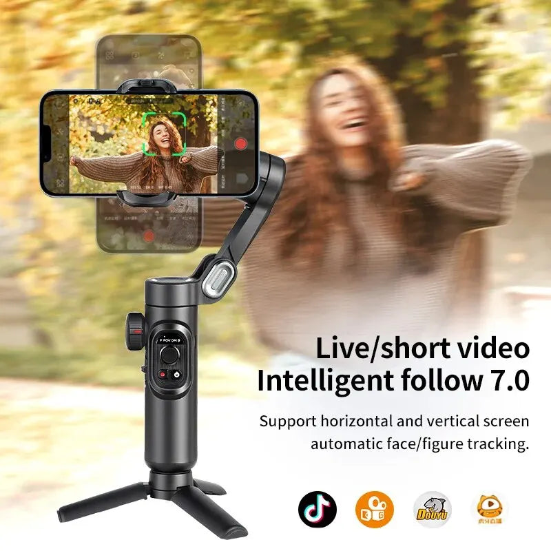 3-Axis Handheld Gimbal Stabilizer Smartxe for Smartphone for Iphone Android AI Face Tracking Tiktok Vlog