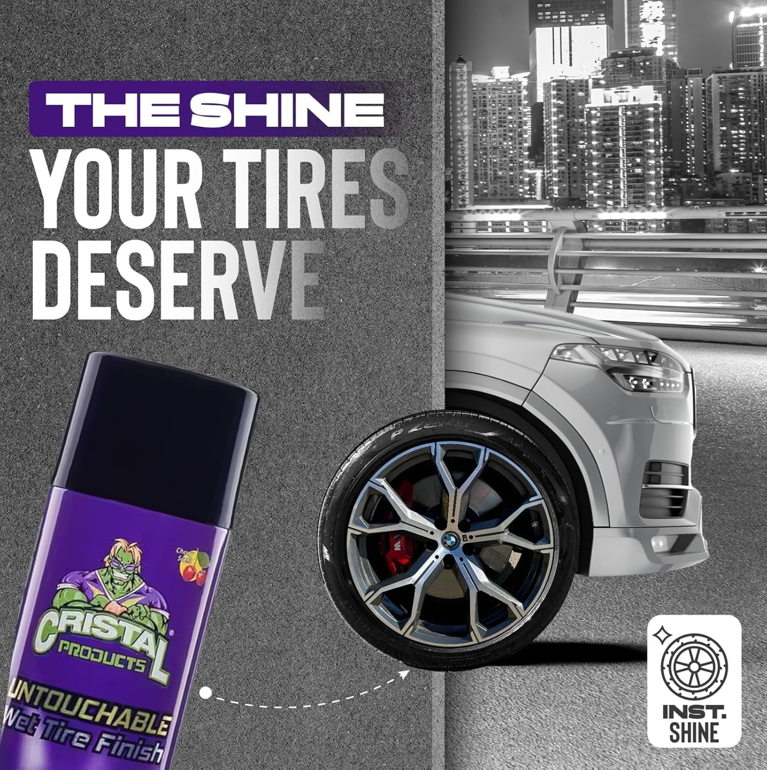 Untouchable Tireshine Spray Spray 4PK – Long-Lasting Wet Tire Finish for Deep Gloss & Protection – Waterproof, No-Sling Formula, Easy Application Tire Shine & Cleaner (52 Oz Total)