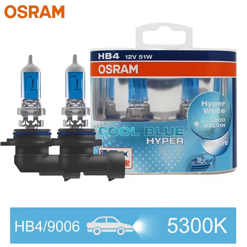 H7 H4 H1 H11 HB3 9005 HB4 9006 Halogen Headlight Car Light Hi/Lo Beam 5300K 12V 55W Cool Blue Hyper White Bulb(2 Pieces)