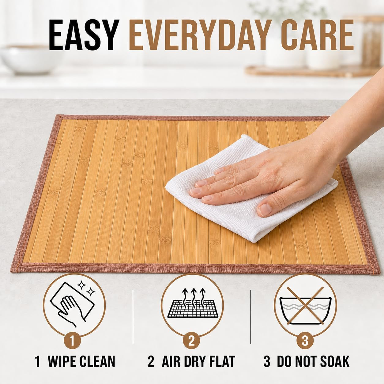 Bamboo Placemats, Set of 4, Woven, 11.8X17.3 Inches, Yellow | Woven Heat-Resistant Bamboo Mats Help Protect Tables from Hot Dishes. Ideal for Everyday Dining, Kitchens& Parties