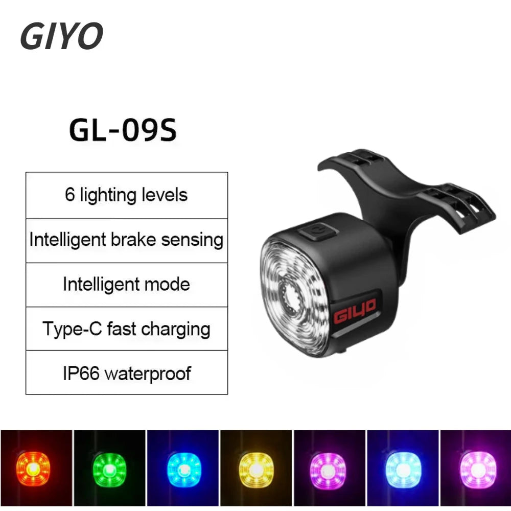 Smart Brake Bicycle Rear Light Auto On/Off Stop Signal Brake Road Bike LED Taillight Type-C Charge MTB Cycling Safety Flash Lamp