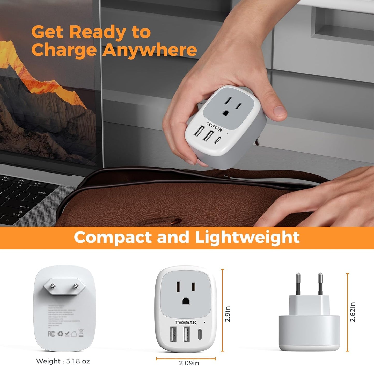 Type G Power Adapter, UK Outlet Adaptor | 3 USB Ports (1 USB C), US to UK Ireland Hong Kong British England Scotland Irish Qatar London
