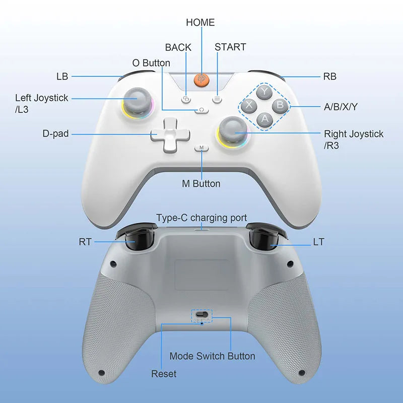 Easysmx X05 Wireless Gamepad Bluetooth Gaming Controller Compatible with Pc/Phone/Switch/ Steam Gamer, RGB Light, Hall Effect